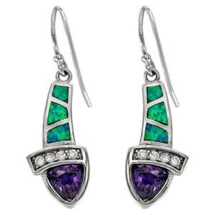 New Womens Amethyst Topaz & Opal 925 Silver Earrings Sandals